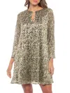 Marina Women's Three-quarter Sleeve Mini A-line Dress In Black Gold