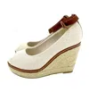 Marina Yachting Women's Open Toe Canvas Espadrille Ankle Strap Wedge Shoes In Beige In Beige