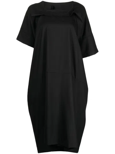 Marina Yee Asymmetric Midi Wool Dress In Black