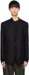 Marina Yee Black Asymmetrical Darts Blazer In Black