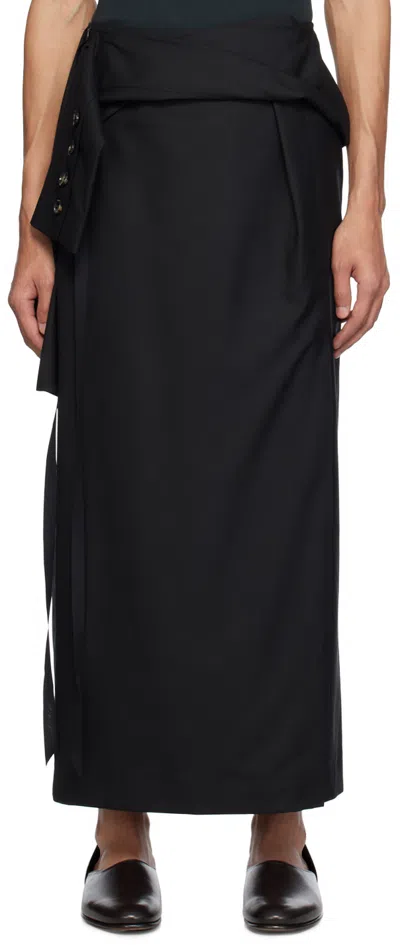 Marina Yee Black Reworked Midi Skirt