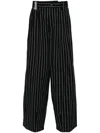 Marina Yee Pinstripe-pattern Wide-leg Trousers In Black