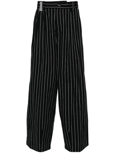 Marina Yee Pinstripe-pattern Wide-leg Trousers In Black