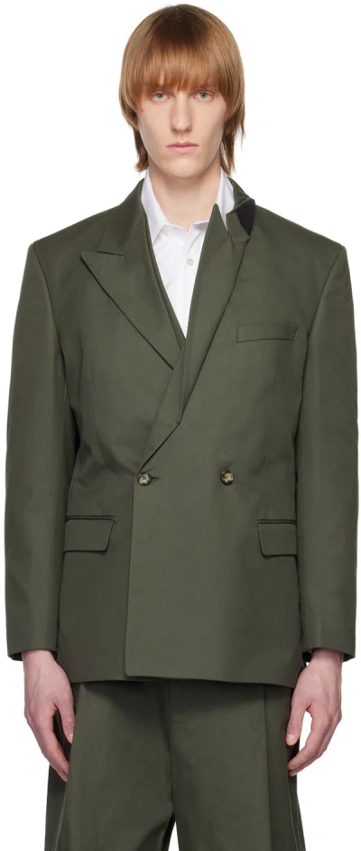 Marina Yee Khaki Origami Blazer In Forest