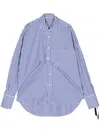 Marina Yee Striped Draped Cotton Shirt In White