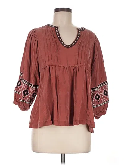 Pre-owned Marine Layer 3/4 Sleeve Blouse In Brown