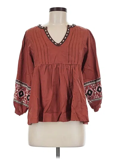 Pre-owned Marine Layer 3/4 Sleeve Blouse In Brown