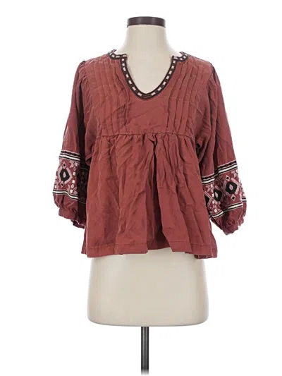 Pre-owned Marine Layer 3/4 Sleeve Blouse In Brown