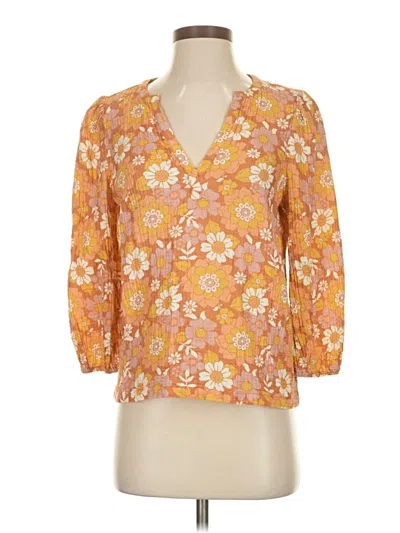 Pre-owned Marine Layer 3/4 Sleeve Blouse In Orange