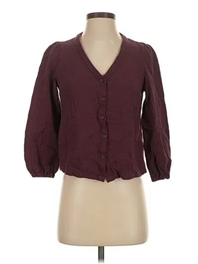 Pre-owned Marine Layer 3/4 Sleeve Button Down Shirt In Burgundy