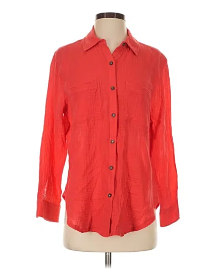 Pre-owned Marine Layer 3/4 Sleeve Button Down Shirt In Red