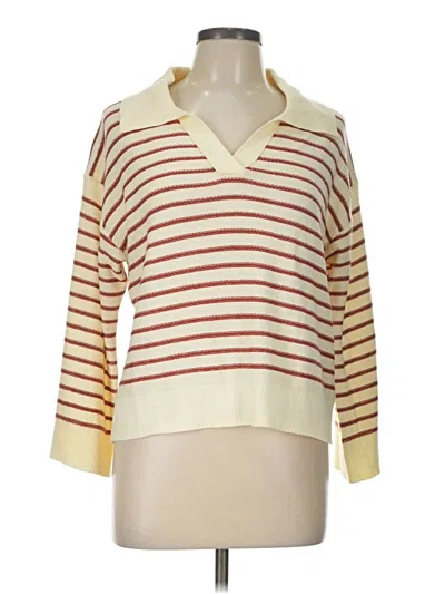 Pre-owned Marine Layer 3/4 Sleeve Top Ivory V-neck Tops