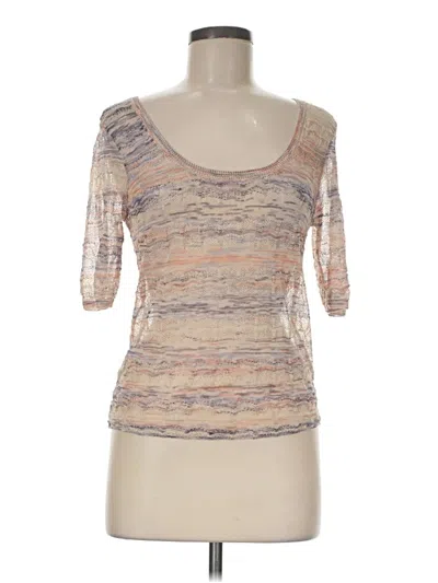 Pre-owned Marine Layer 3/4 Sleeve Top Tan Scoop Neck Tops