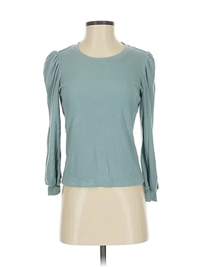 Pre-owned Marine Layer 3/4 Sleeve Top Teal Crew Neck Tops In Blue