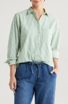 Marine Layer Abbey Stripe Cotton Poplin Button-up Shirt In Green
