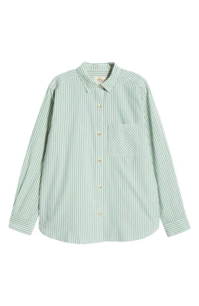 Marine Layer Abbey Stripe Cotton Poplin Button-up Shirt In Deep Sea/white Stripe