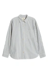Marine Layer Abbey Stripe Cotton Poplin Button-up Shirt In Navy Stripe