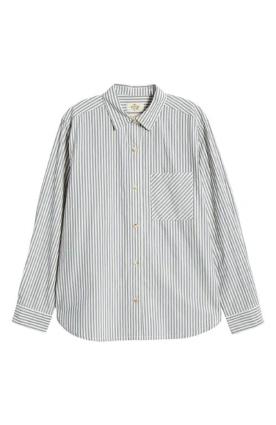 Marine Layer Abbey Stripe Cotton Poplin Button-up Shirt In Navy Stripe