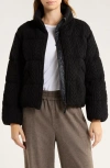 Marine Layer Alba Cable Knit Cotton Blend Puffer Jacket In Black