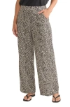 Marine Layer Allison Cheetah Print Wide Leg Trousers In Light Cheetah