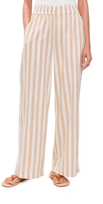 Marine Layer Allison Hemp Trousers Cream/taupe Stripe In Neutral