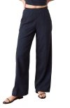 Marine Layer Allison Pull-on Wide Leg Hemp Blend Pants In India Ink