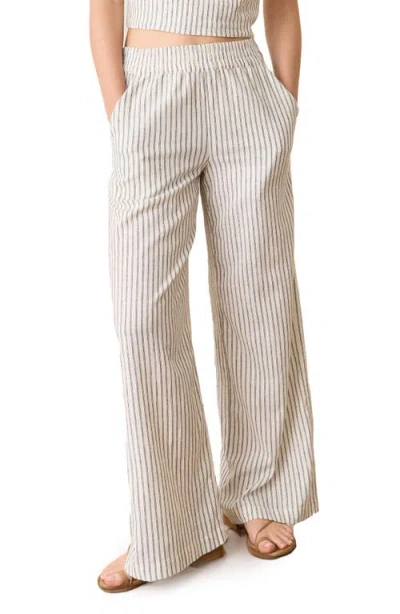 Marine Layer Allison Stripe Pull-on Wide Leg Hemp Blend Pants In Neutral