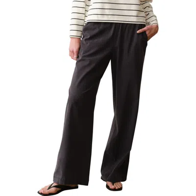 Marine Layer Allison Twill Wide Leg Trouser Pants In Black