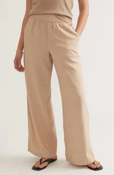 Marine Layer Allison Wide Leg Tencel® Lyocell Pants In Taupe