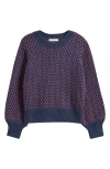 Marine Layer Alma Heart Stitch Crewneck Sweater In Blue