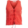 Marine Layer Amada Tie Front Sweater Vest In Red