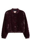 Marine Layer Anita Velvet Quilted Bomber Jacket In Purple