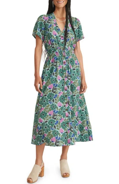 Marine Layer Annika Floral Midi Dress In Cool Mexican Floral