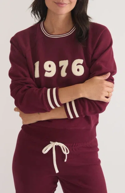 Marine Layer Anytime 1976 Appliqué Sweatshirt In Tibetan Red