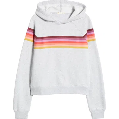 Marine Layer Anytime Stripe Detail Cotton Blend Hoodie In Heather Grey