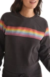 Marine Layer Anytime Stripe Raglan Sweatshirt In Washed Black Stripe