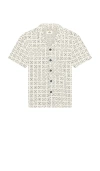 Marine Layer Archive Cam Jacquard Resort Shirt In White