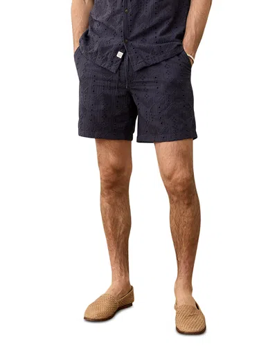 Marine Layer Archive Regular Fit Eyelet 6 Shorts In Black