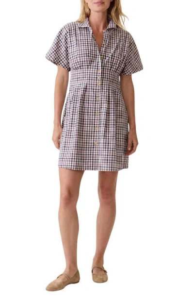 Marine Layer Arden Check Mini Shirtdress In Gray