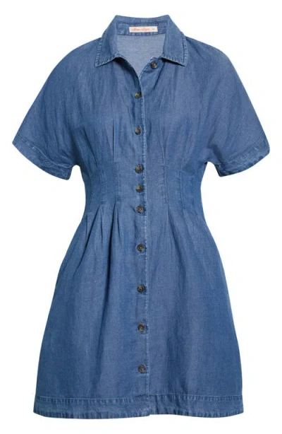 Marine Layer Arden Mini Shirtdress In Blue