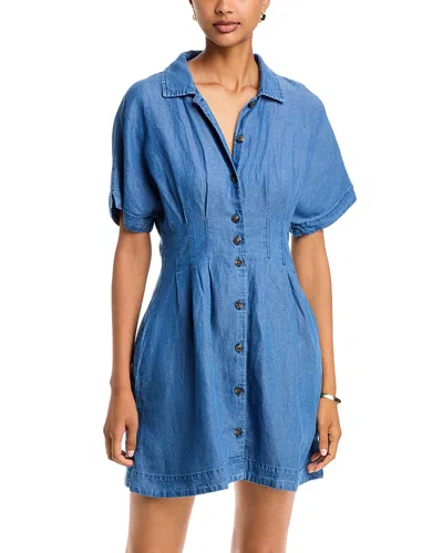Marine Layer Arden Spread Collar Shirt Dress In Blue