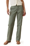 Marine Layer Aria Straight Leg Cargo Pants In Vintage Olive
