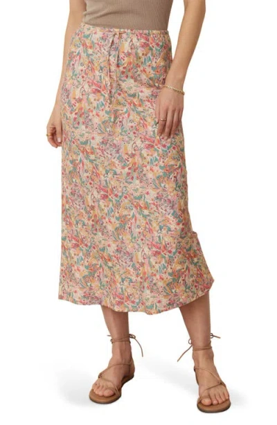Marine Layer Avery Floral Drawstring Midi Skirt In Superbloom