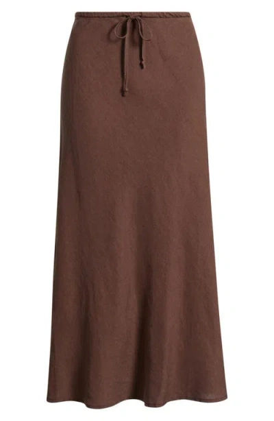 Marine Layer Avery Linen Blend Midi Skirt In Brown