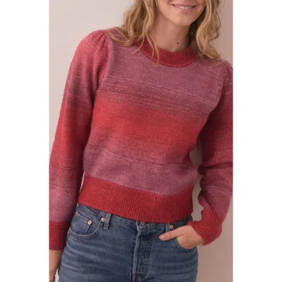 Marine Layer Ayla Ombré Stripe Puff Sleeve Sweater In Warm Ombre