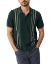 Marine Layer Barry Short Sleeve Button Front Sweater In Green