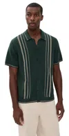 Marine Layer Barry Short Sleeve Button Front Sweater In Green