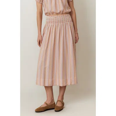 Marine Layer Bea Seersucker Midi Skirt In Sunset Stripe