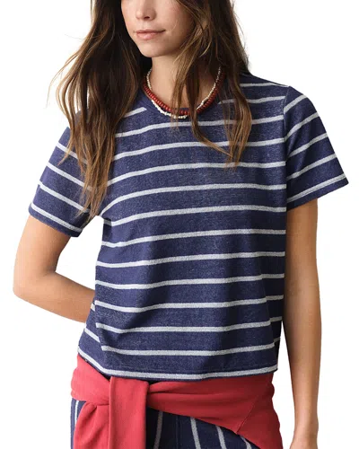 Marine Layer Stripe Beach Terry T-shirt In Blue