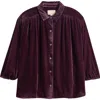Marine Layer Bella Oversize Velvet Button-up Shirt In Purple
